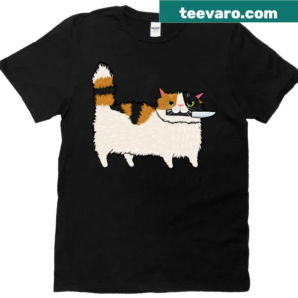 Feral era calico cat t-shirt with playful graphic and text