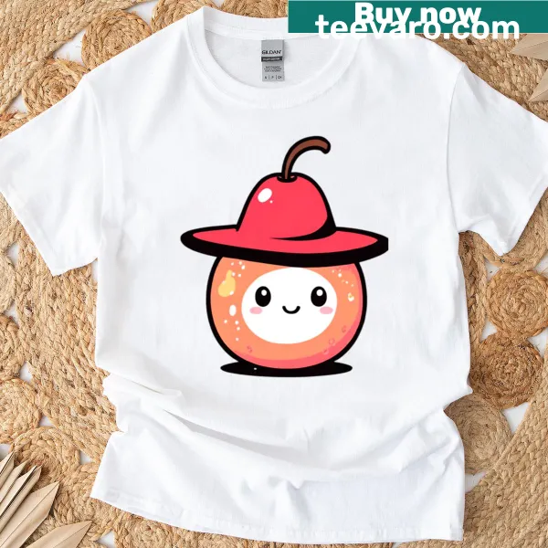 Cute kawaii red pear illustration t-shirt