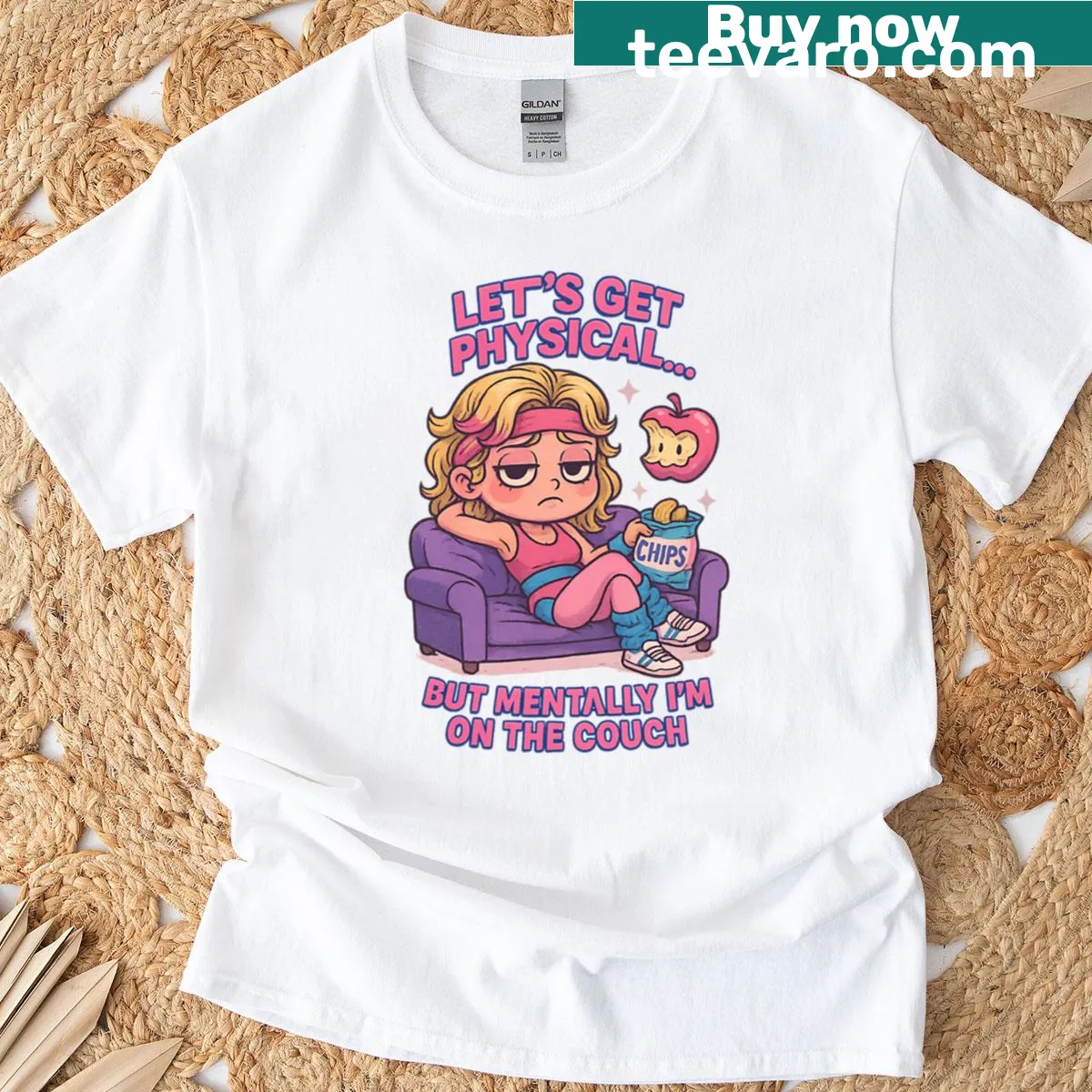 Oversized t-shirt with humorous fitness-themed quote about relaxation — on a men's t-shirt