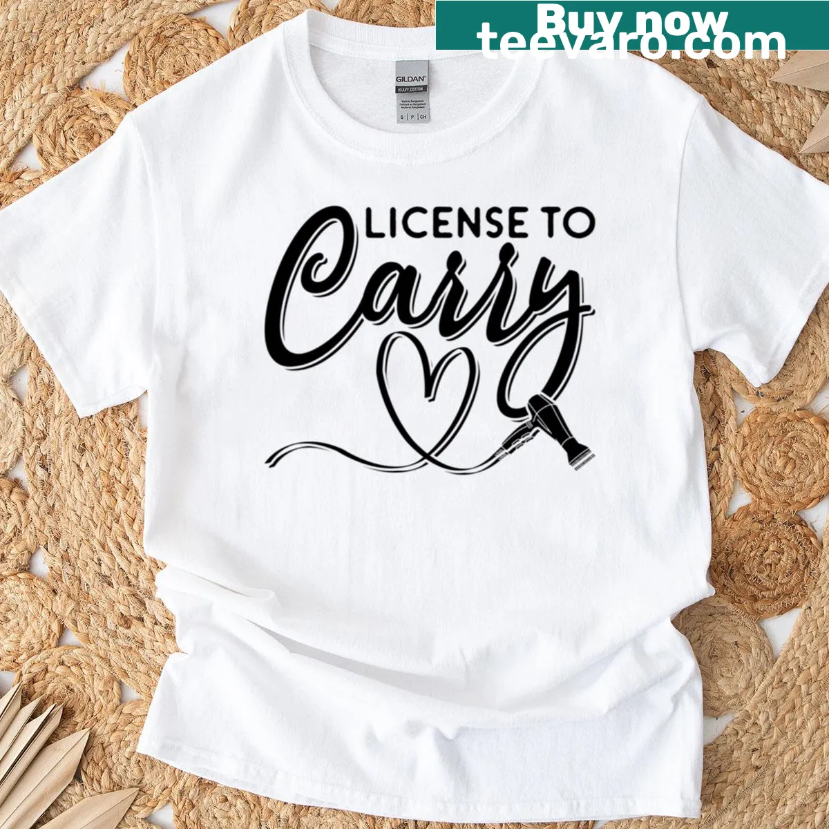 T-shirt celebrating beauty services with 'License To Carry' slogan — on a men's t-shirt