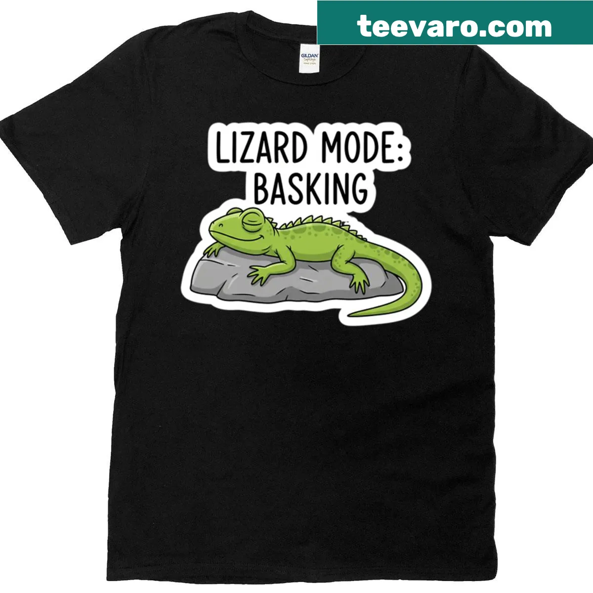 Illustration of a lizard basking on a t-shirt, embodying 'Lizard Mode'. — on a men's t-shirt