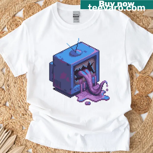 Retro T-shirt featuring a quirky monster movie design