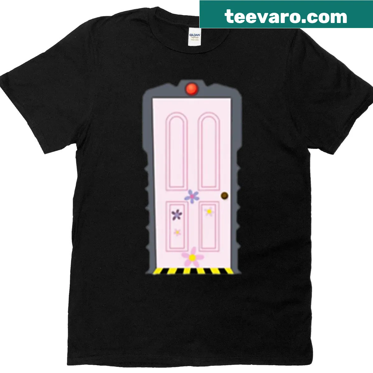 Oversized T-shirt featuring Boo's door from Monsters Inc — on a men's t-shirt