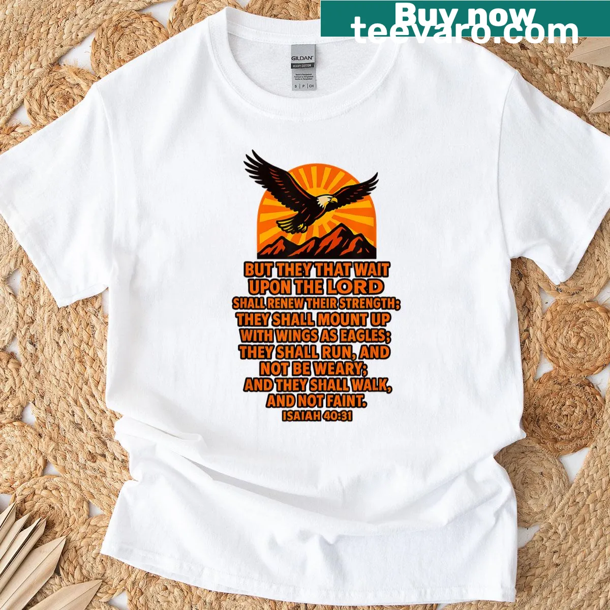 Inspirational Isaiah 4031 verse T-shirt with typographic design — on a men's t-shirt