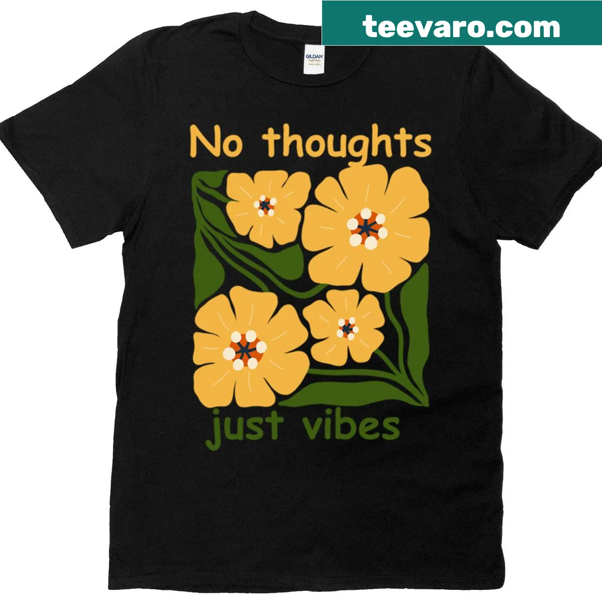 T-shirt with a playful phrase about vibes — on a men's t-shirt