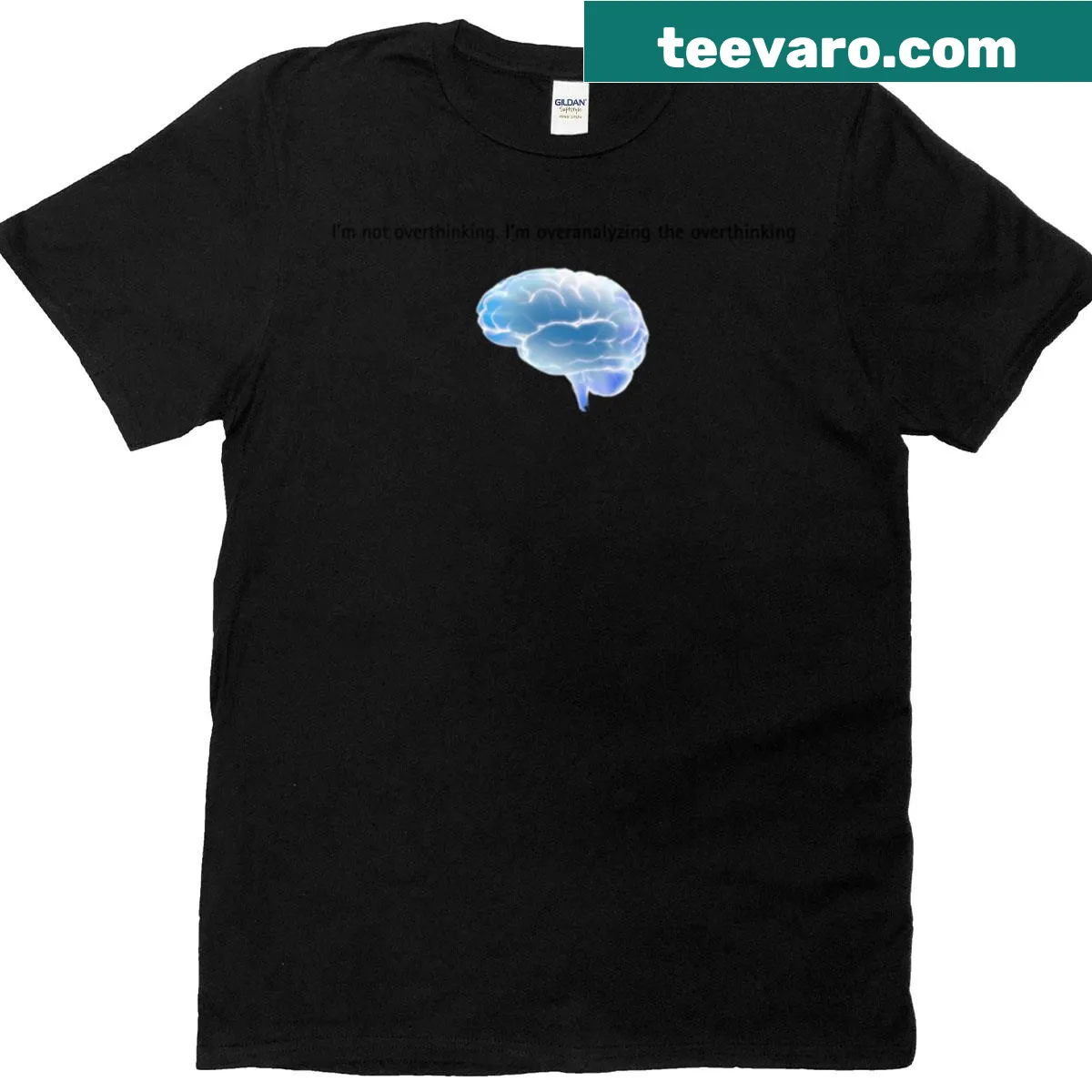 Oversized t-shirt featuring a playful overthinking quote — on a men's t-shirt