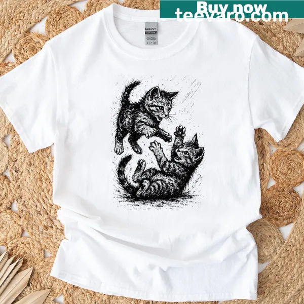 Illustration of playful cats in a whimsical design