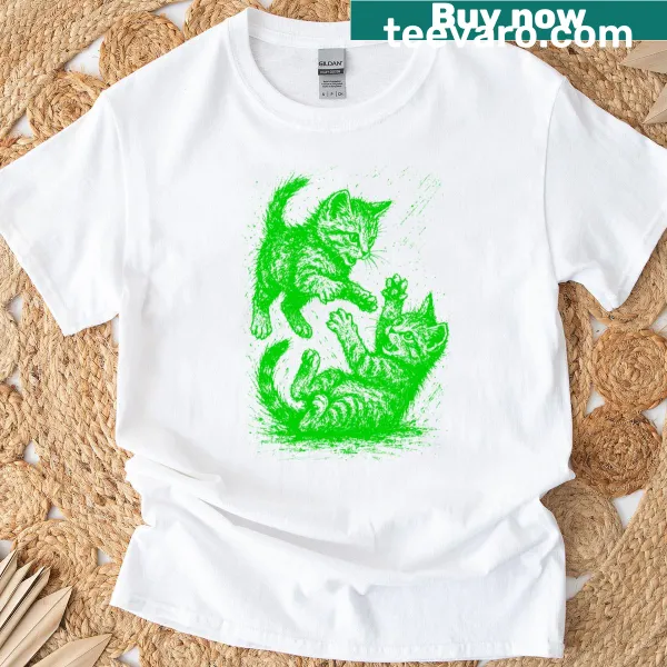 Charming T-shirt with playful cats illustration