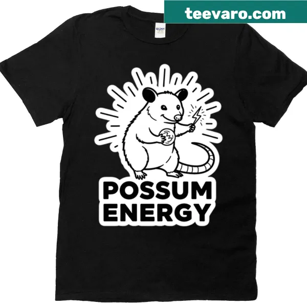 Oversized T-shirt featuring a playful possum energy graphic