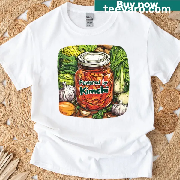 Comic style T-shirt featuring humorous kimchi food art