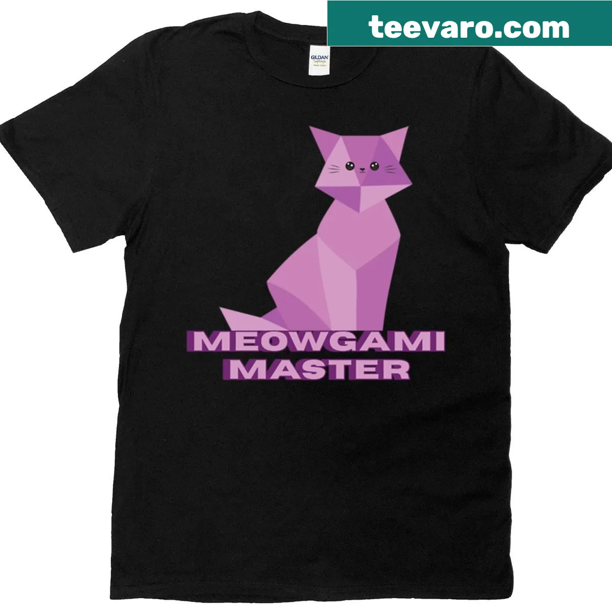 Kawaii origami cat graphic on a t-shirt — on a men's t-shirt