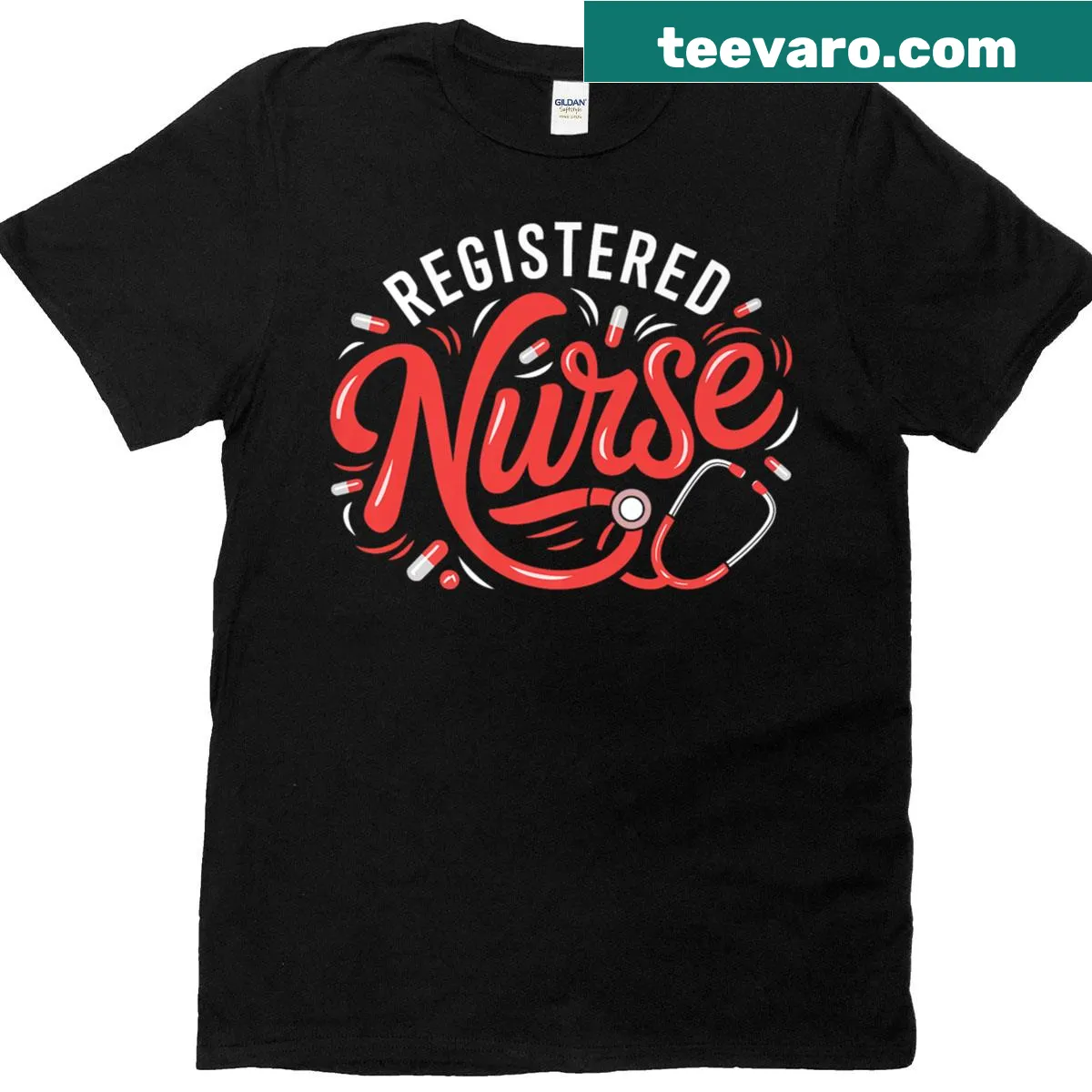 Registered Nurse RN text on a premium t-shirt — on a men's t-shirt