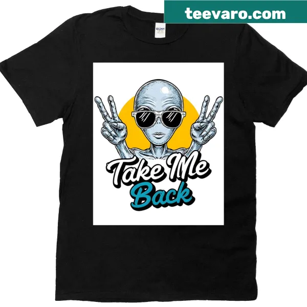 Retro alien graphic giving a peace sign on a T-shirt