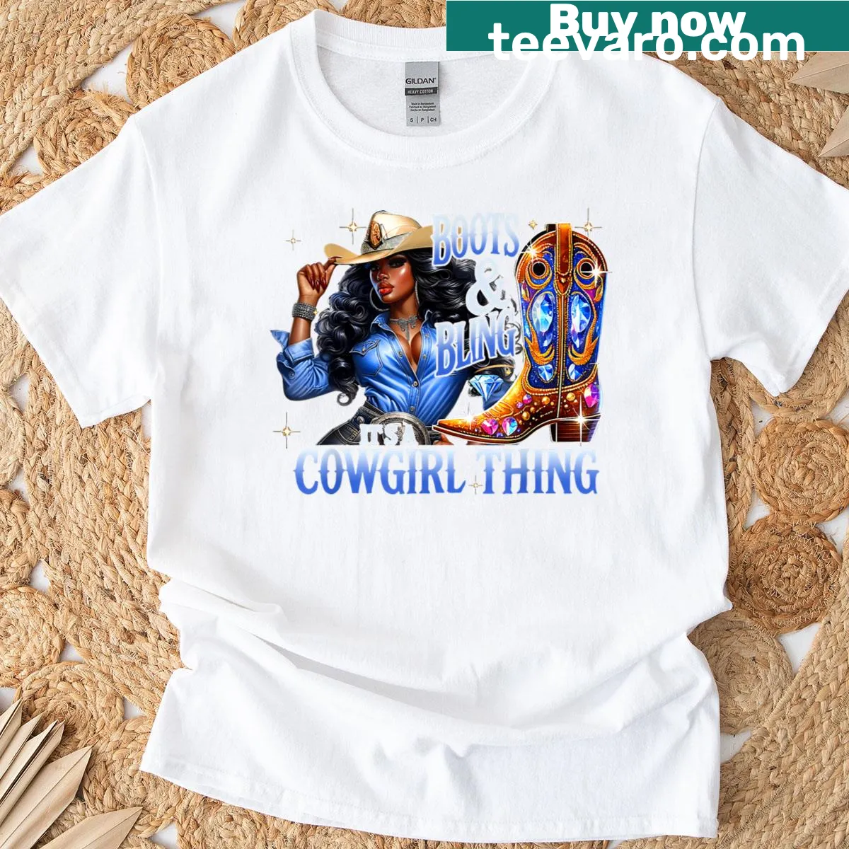 Retro black cowgirl boots graphic on a stylish t-shirt — on a men's t-shirt