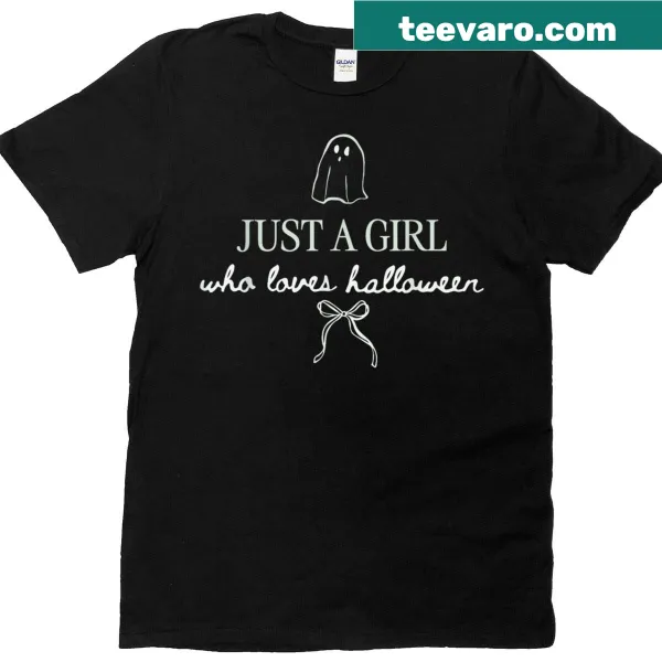 Cute Halloween t-shirt featuring a ghost, pumpkin, and bow