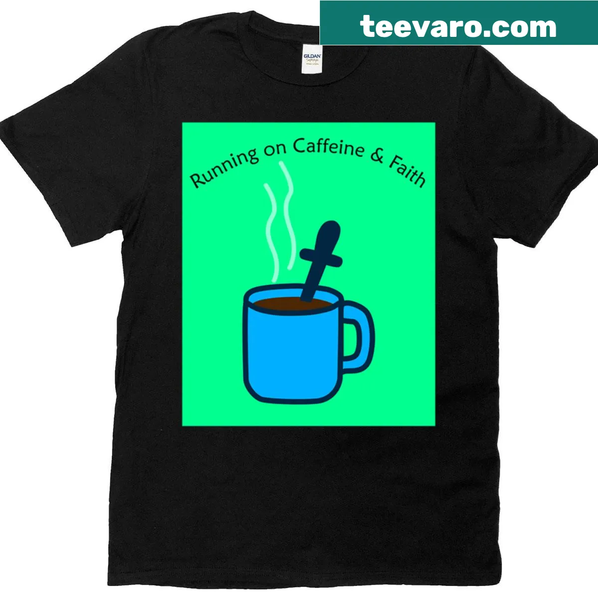 Funny oversized t-shirt with a caffeine-themed graphic — on a men's t-shirt