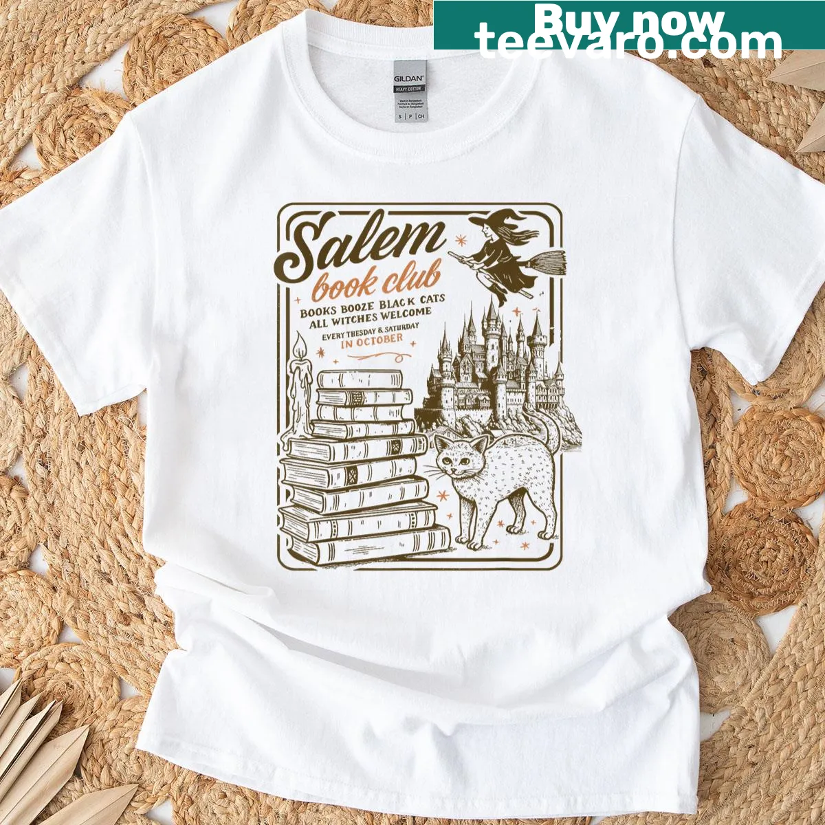 Text 'Salem Book Club' for Halloween book lovers — on a men's t-shirt