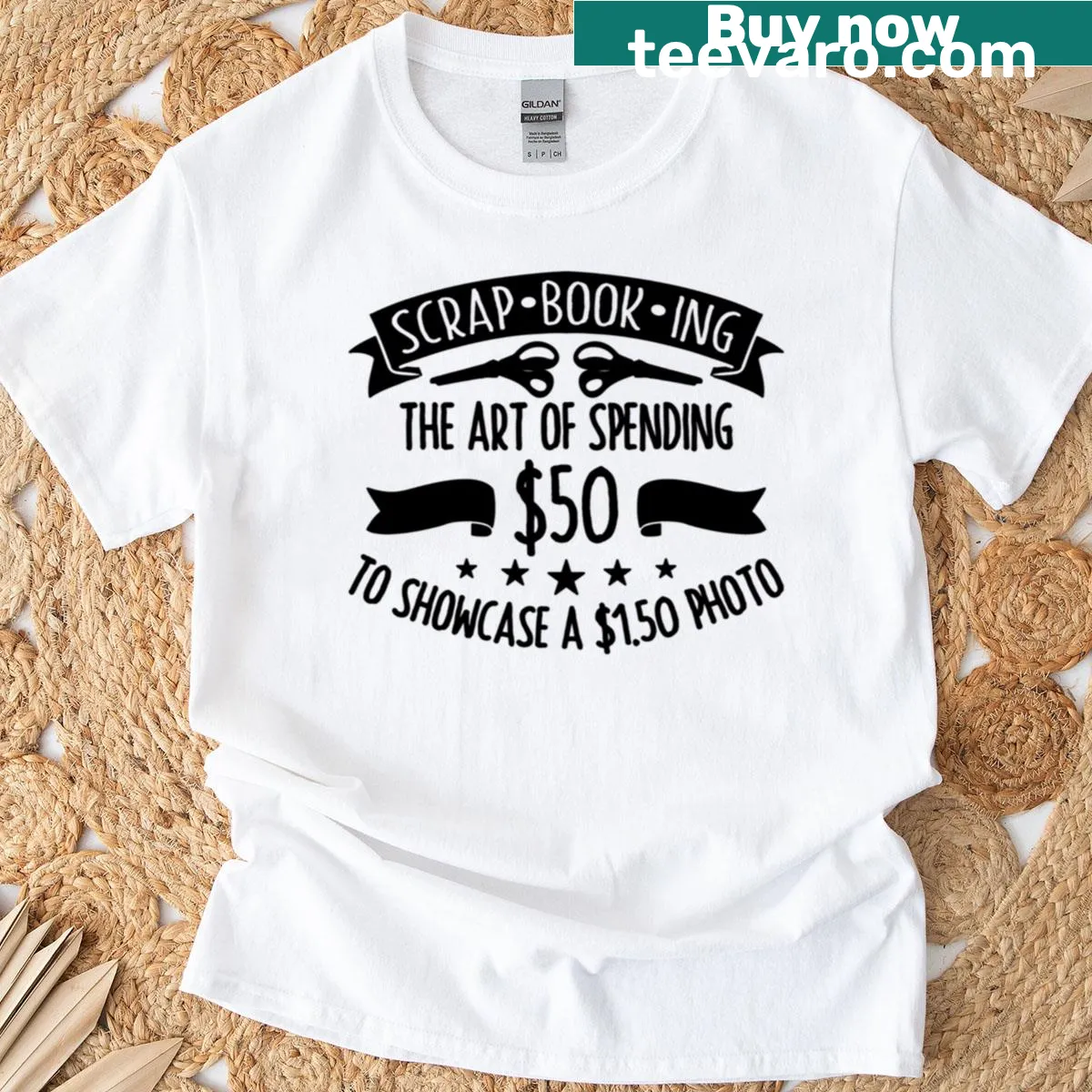 Text 'Scrap-book-ing The Art Of Journaling' for scrapbookers — on a men's t-shirt