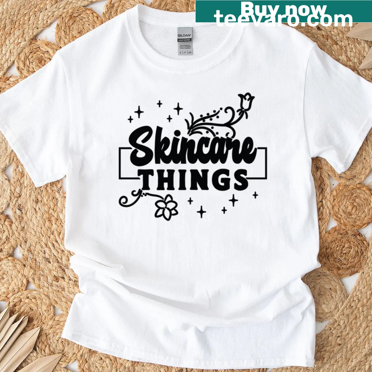 Skincare Things T-shirt with beauty tools graphic. — on a men's t-shirt
