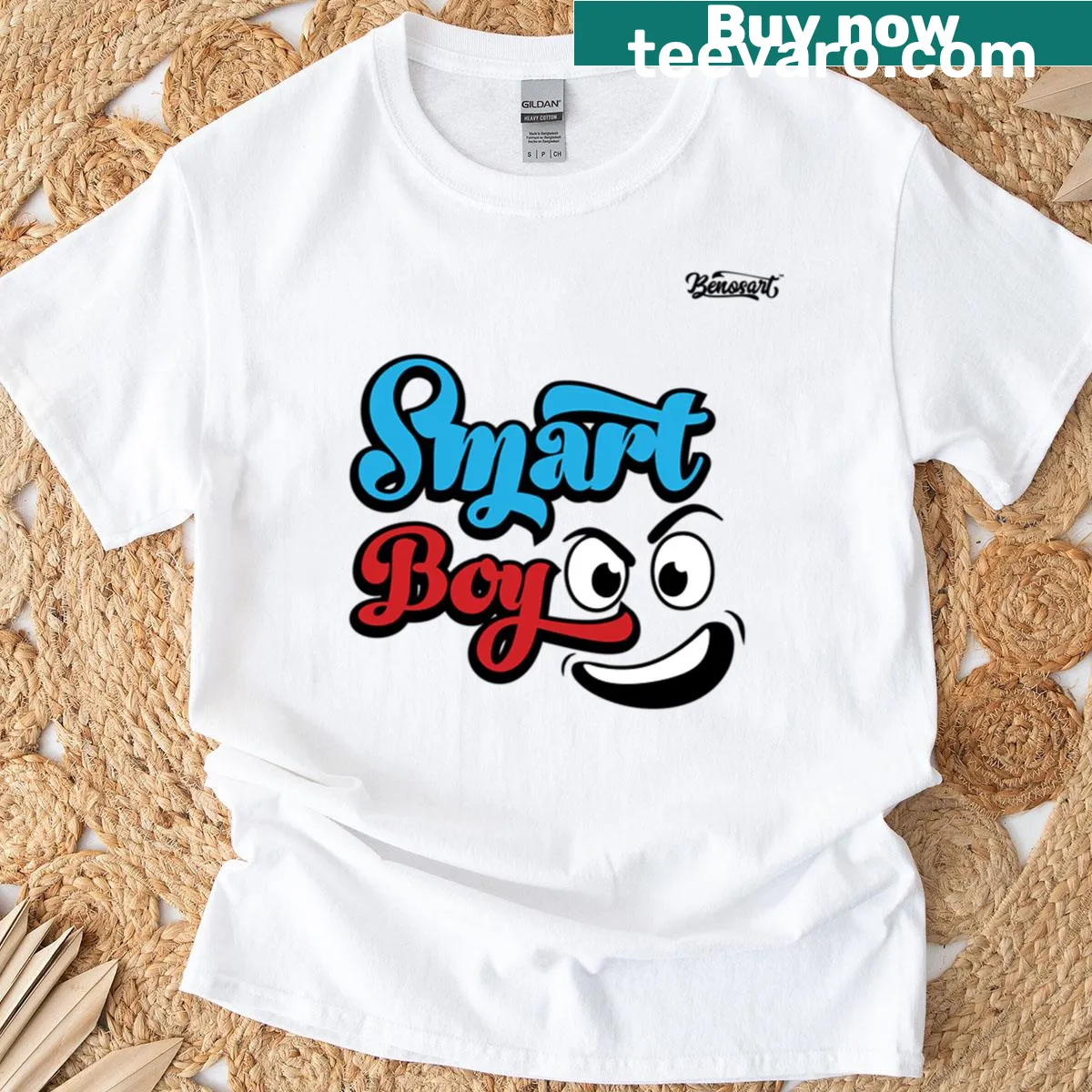 Playful typography celebrating intelligence on an oversized tee. — on a men's t-shirt