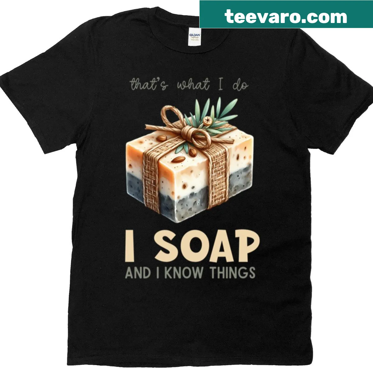 Boxy T-shirt with a humorous soap-themed quote — on a men's t-shirt