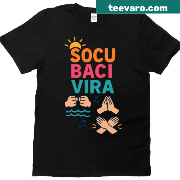 Playful summer-themed T-shirt with emoji graphics