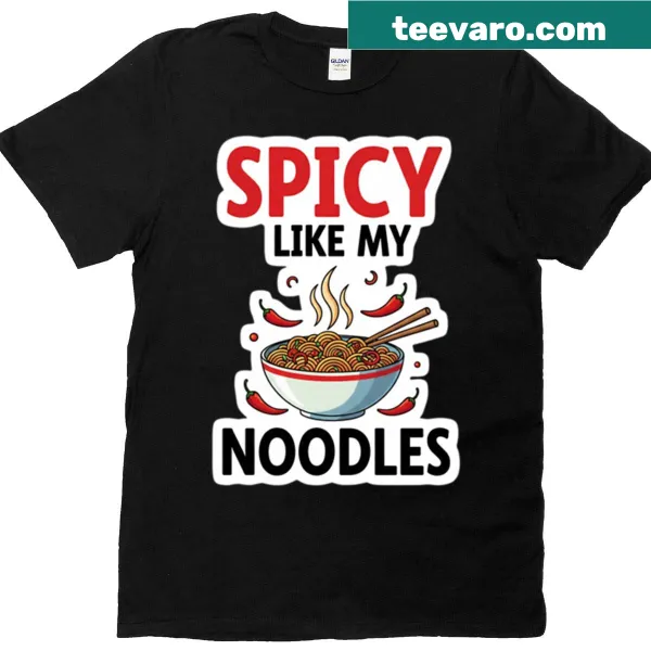 Sticker-style Spicy Like My Noodles graphic T-shirt