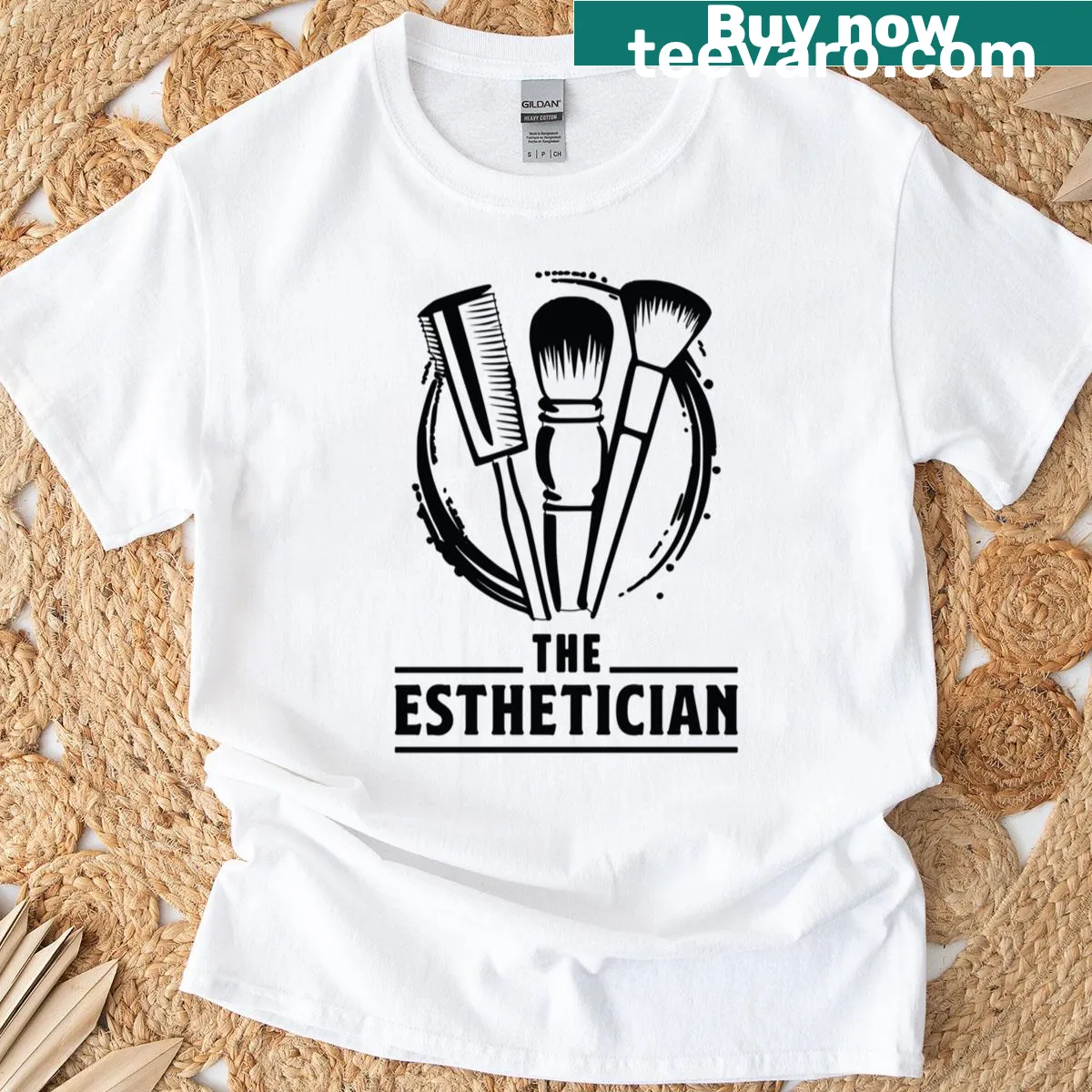 Graphic t-shirt for estheticians with beauty-related design — on a men's t-shirt