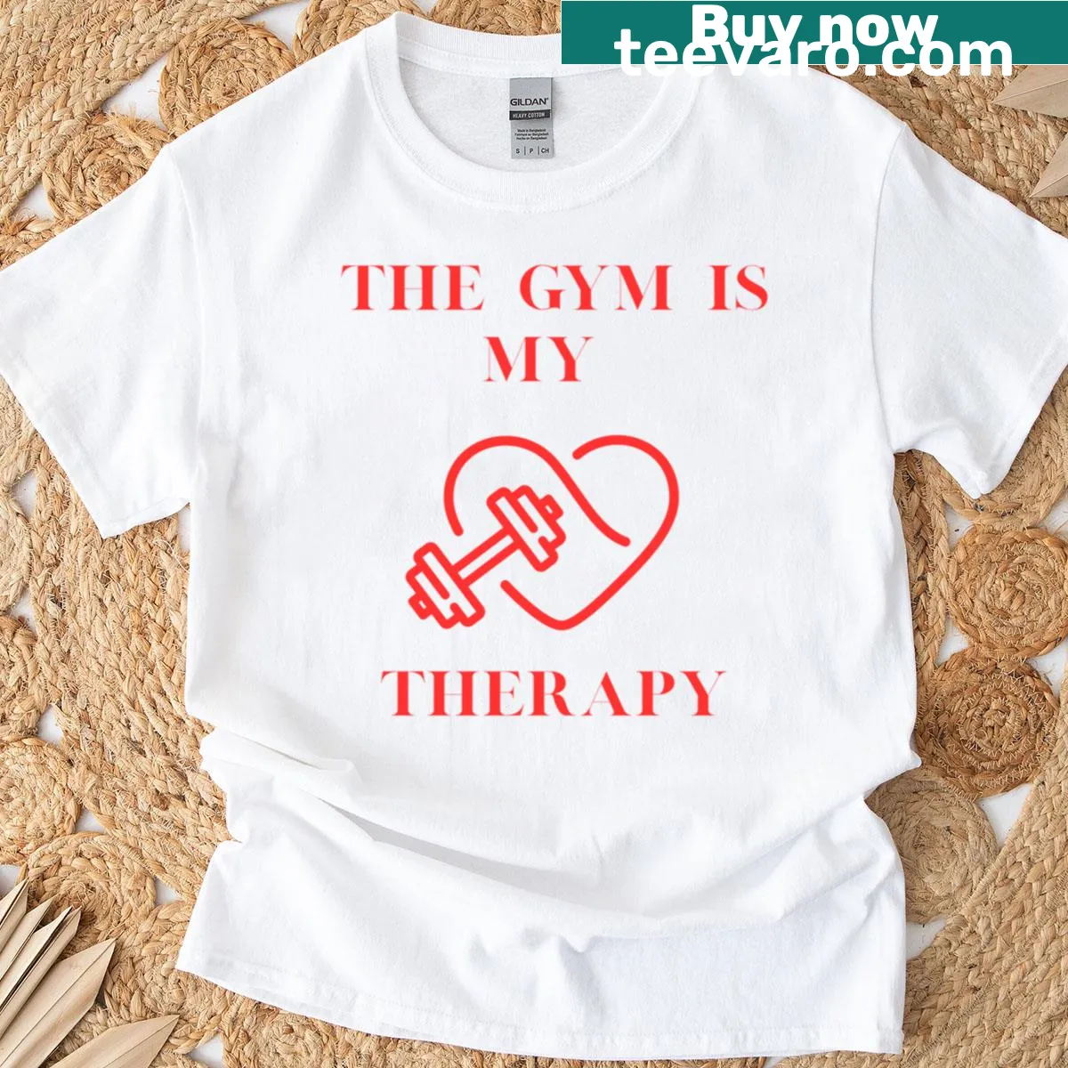 Typography design stating 'The Gym Is My Therapy.' — on a men's t-shirt