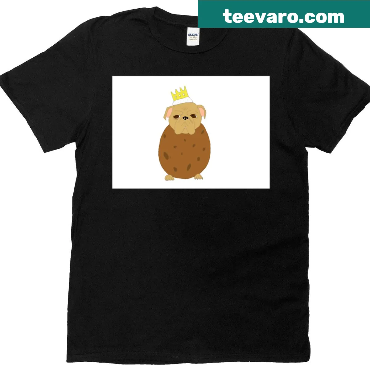 Illustrated shirt featuring a crowned potato with the text 'The Potato King' — on a men's t-shirt