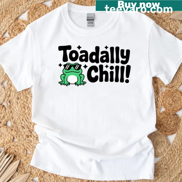 Cute design featuring a relaxed toad with a punny phrase.