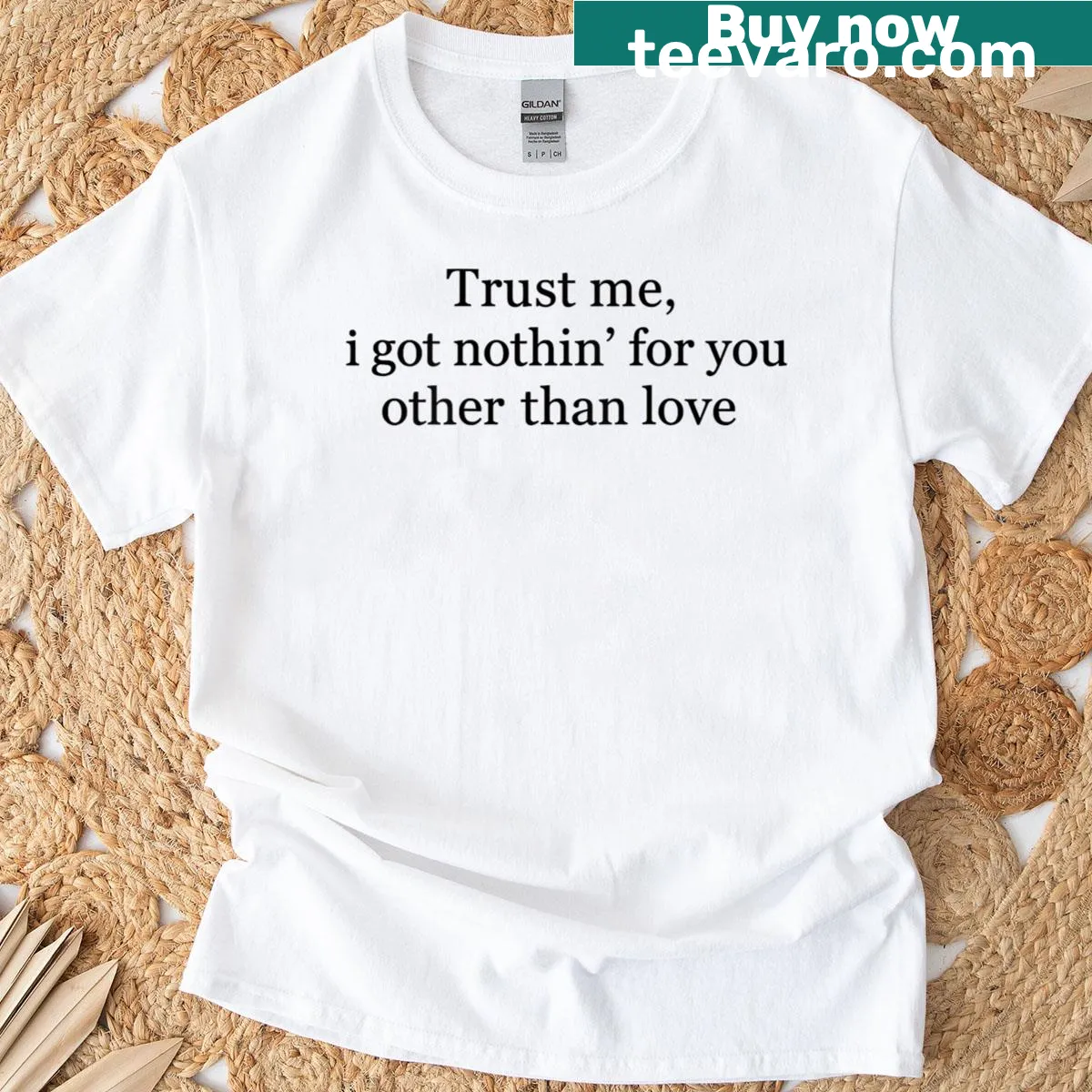 T-shirt with a heartfelt message in bold typography about love — on a men's t-shirt