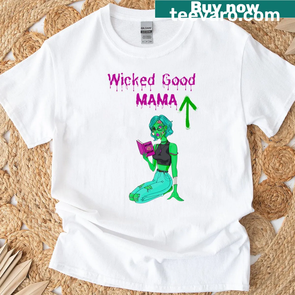 Halloween t-shirt for moms with the phrase 'Wicked Good Mama' — on a men's t-shirt