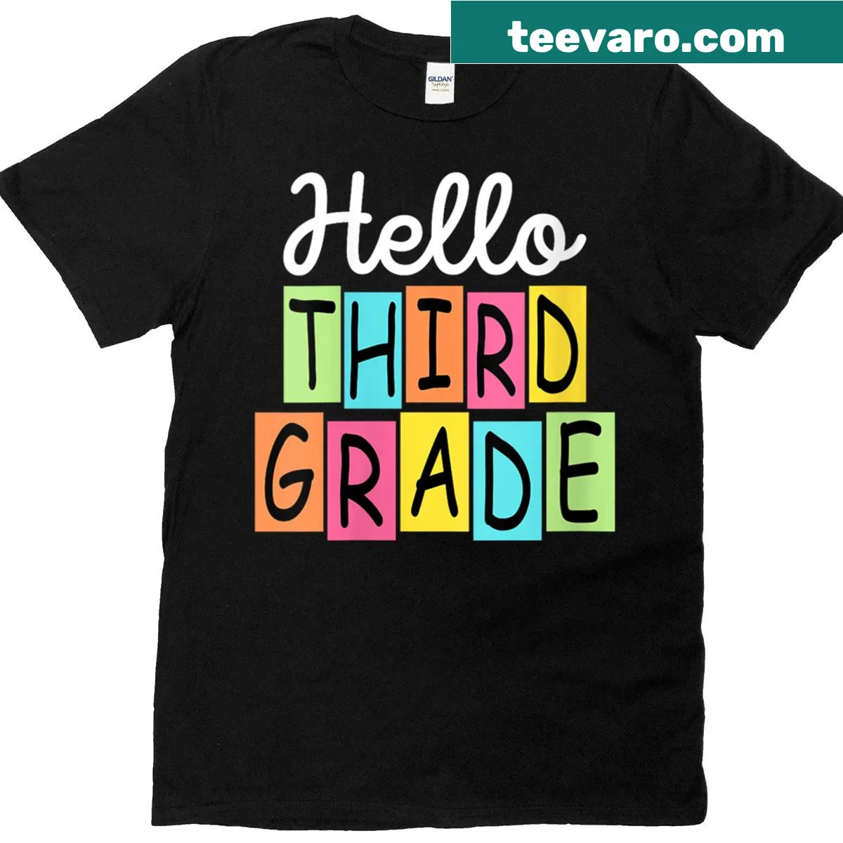 Cute back-to-school shirt for third graders with playful graphics — on a men's t-shirt