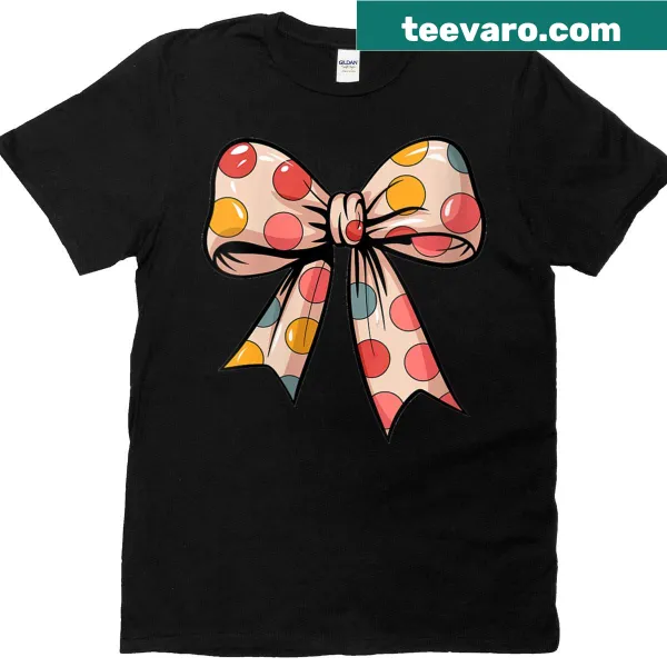 Retro-style t-shirt with polka dot bow design