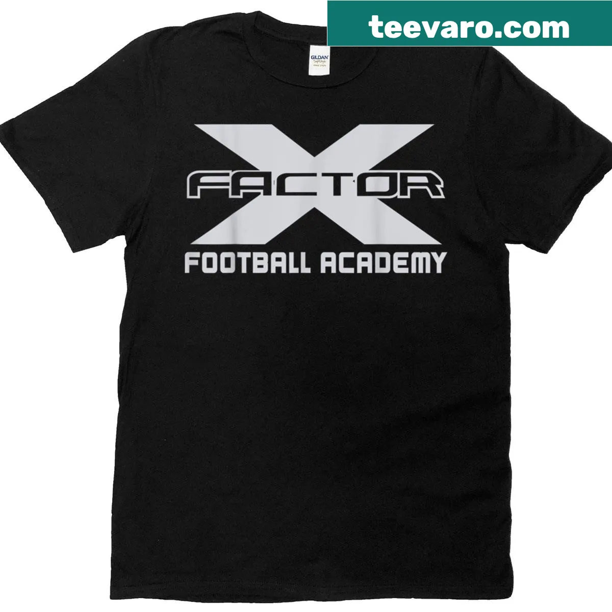 X-factor Football Academy design t-shirt — on a men's t-shirt
