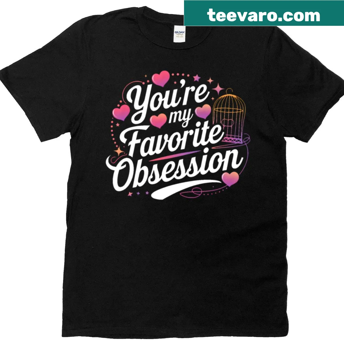Oversized T-shirt with the phrase 'Your My Favorite Obsession' — on a men's t-shirt