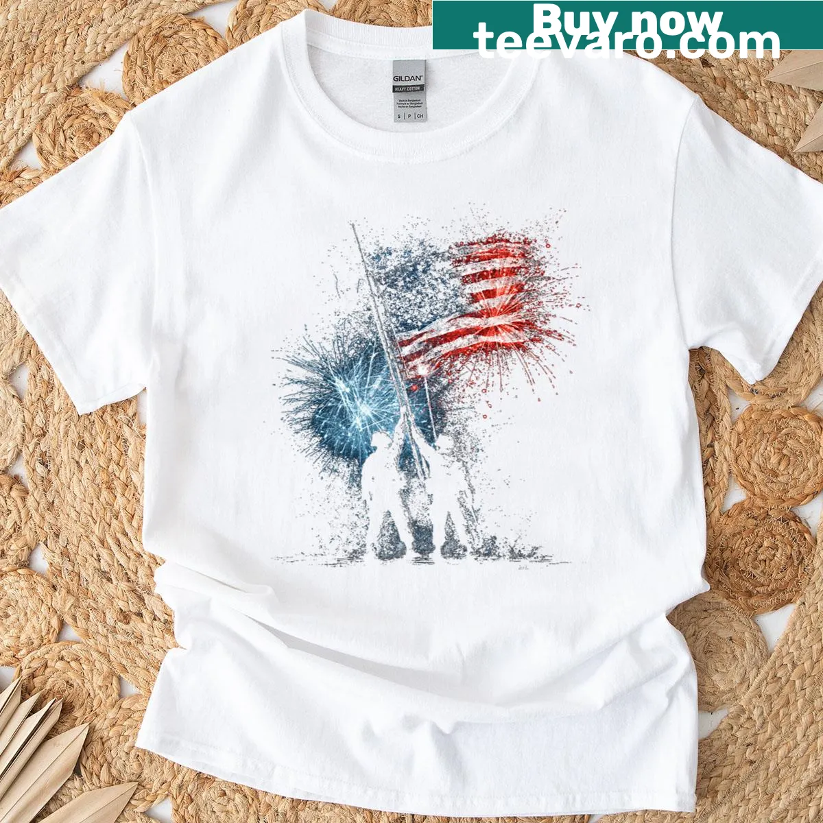 Patriotic American flag graphic T-shirt for Fourth of July — on a men's t-shirt