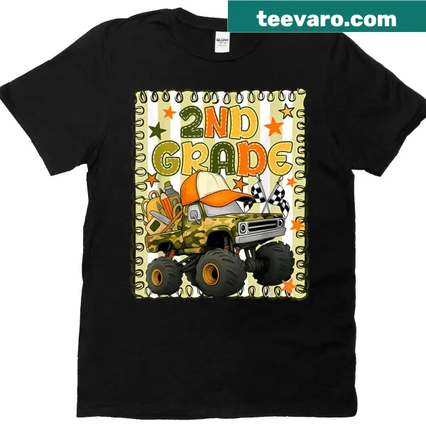 Illustration of a monster truck on a T-shirt for kids