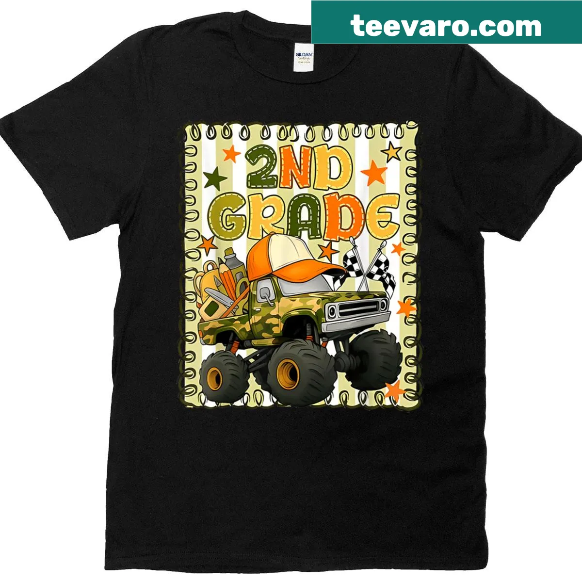 Illustration of a monster truck on a T-shirt for kids — on a men's t-shirt