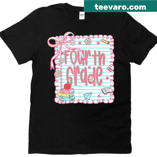 Cute back-to-school T-shirt with a preppy bow design for girls