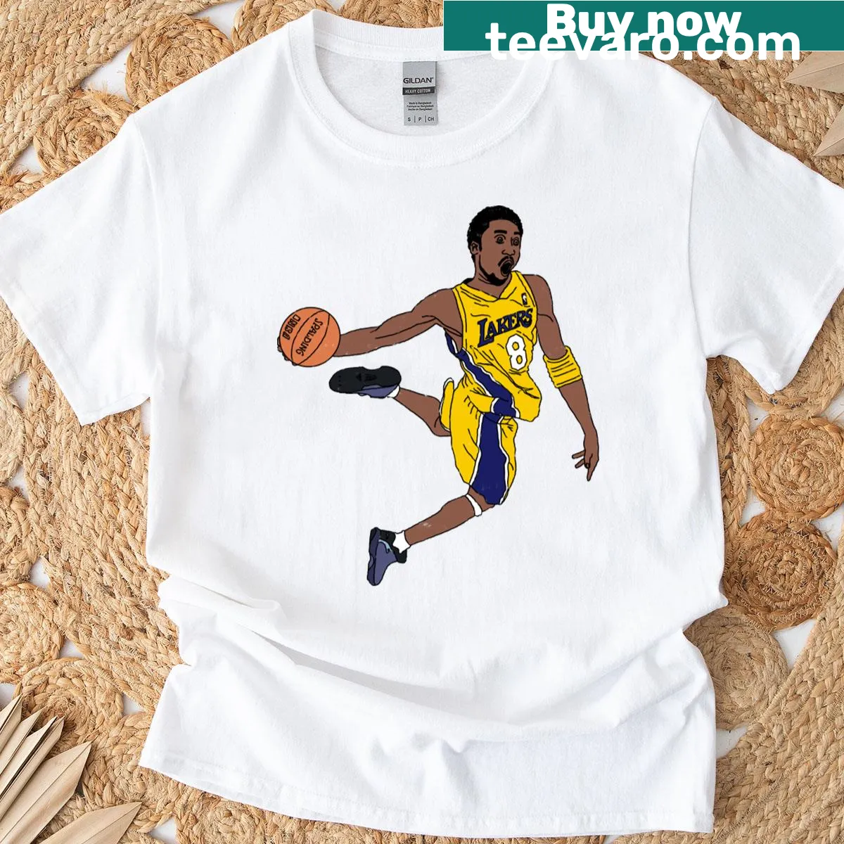 T-shirt featuring the graphic of number 8 in honor of Kobe Bryant — on a men's t-shirt