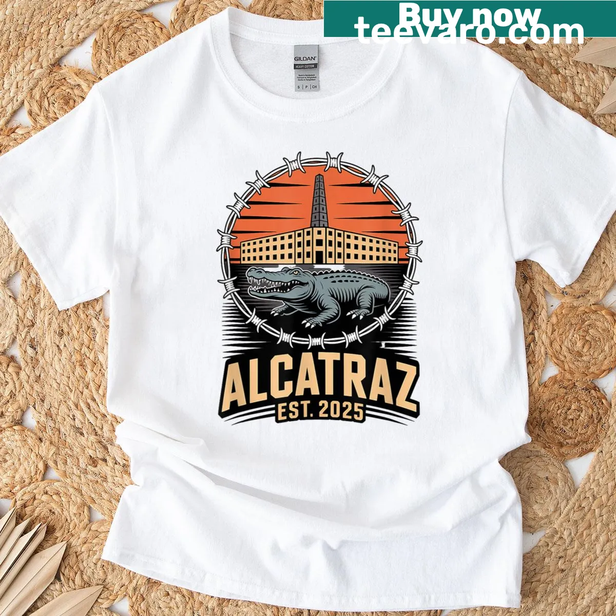 Alligator themed wildlife t-shirt with 'Est 2025' design — on a men's t-shirt