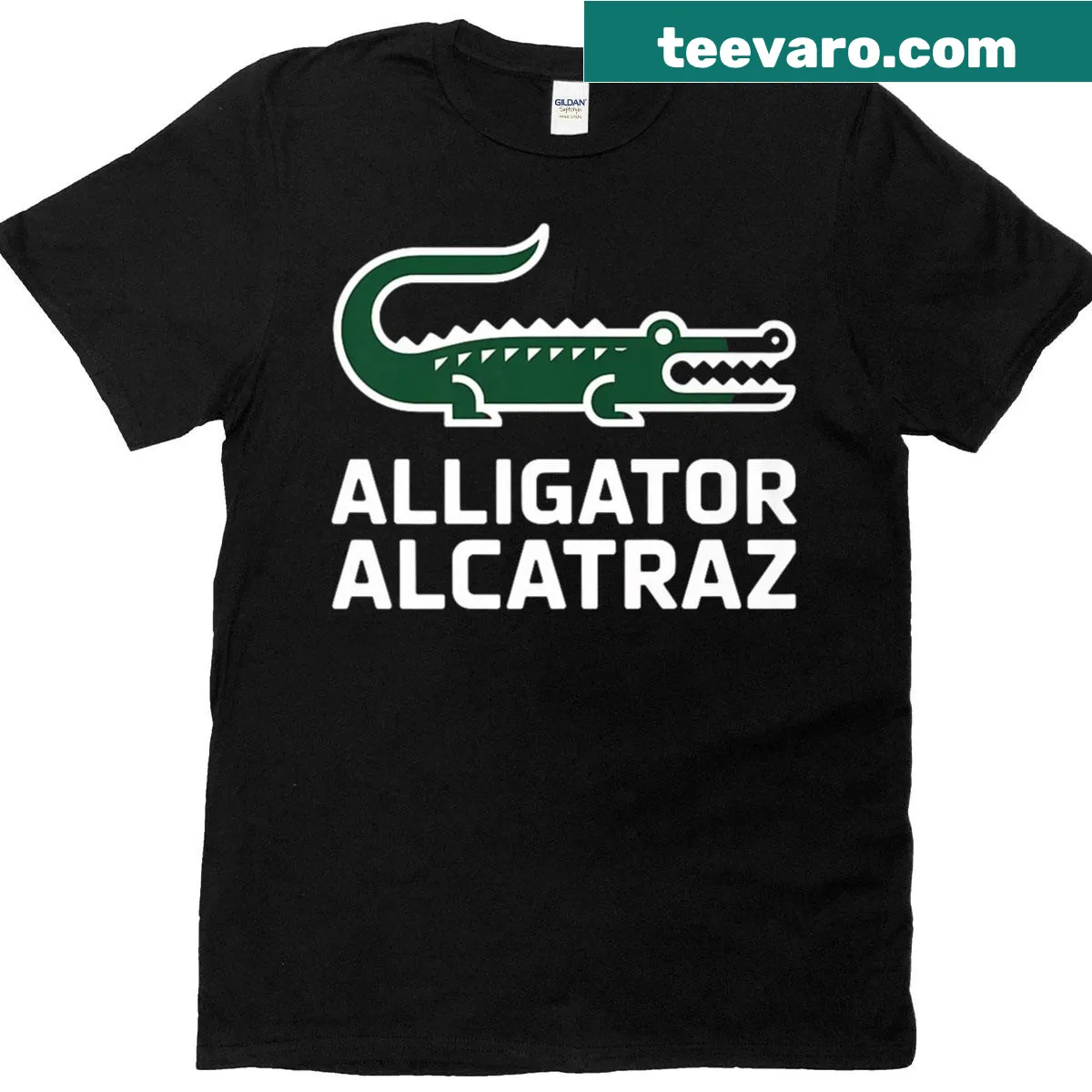Vintage-style Florida Everglades prison meme t-shirt with alligators — on a men's t-shirt