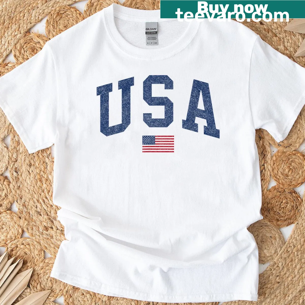 American flag design on a Fourth of July T-shirt — on a men's t-shirt