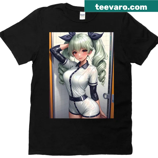 Playful anime character design from Girls Und Panzer on T-shirt
