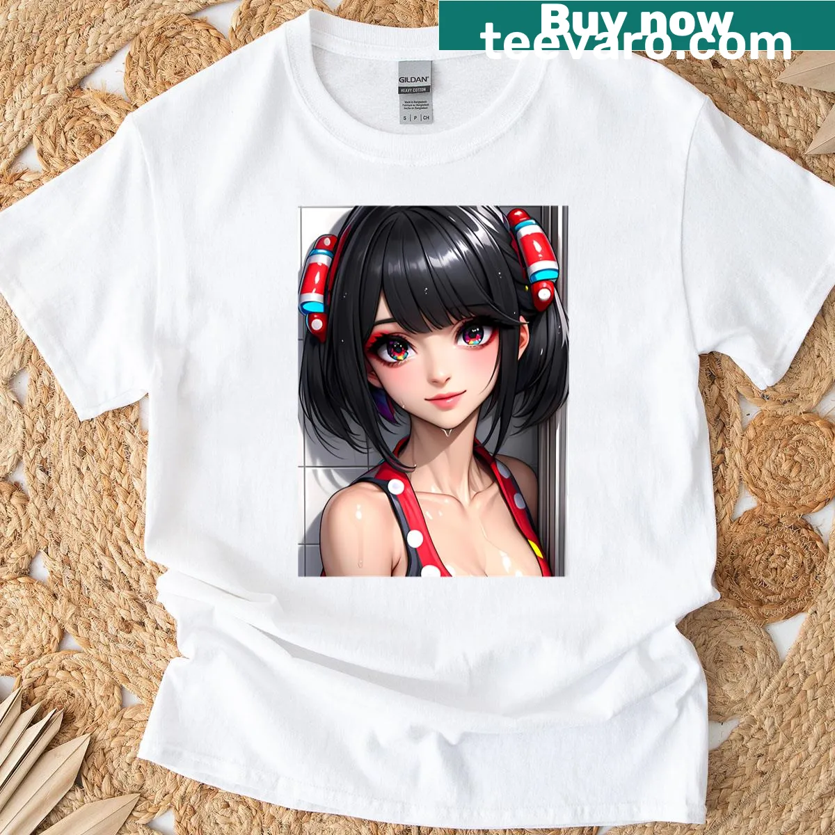 Anime t-shirt featuring a maid character from Azur Lane — on a men's t-shirt
