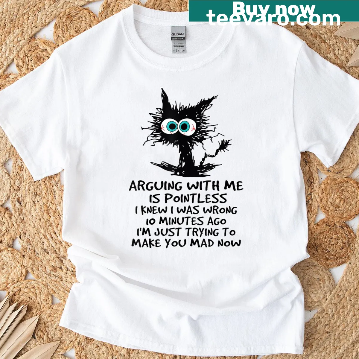 Funny t-shirt with the phrase about arguing and knowing wrong — on a men's t-shirt