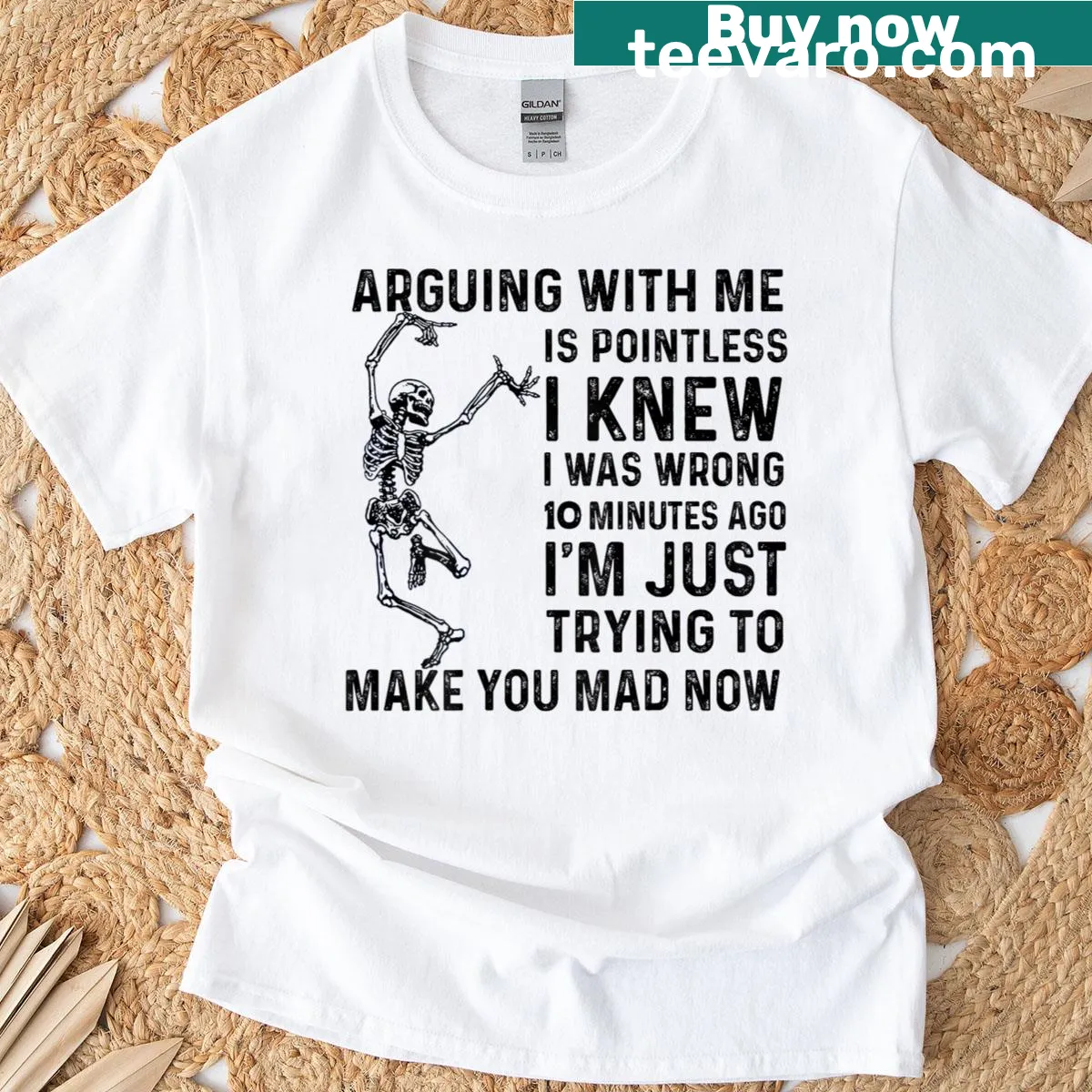 Skull graphic T-shirt with sarcastic text about being wrong — on a men's t-shirt