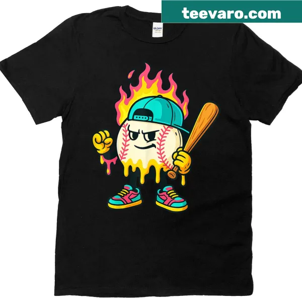 Youth T-shirt with baseballs dripping ice cream for kids